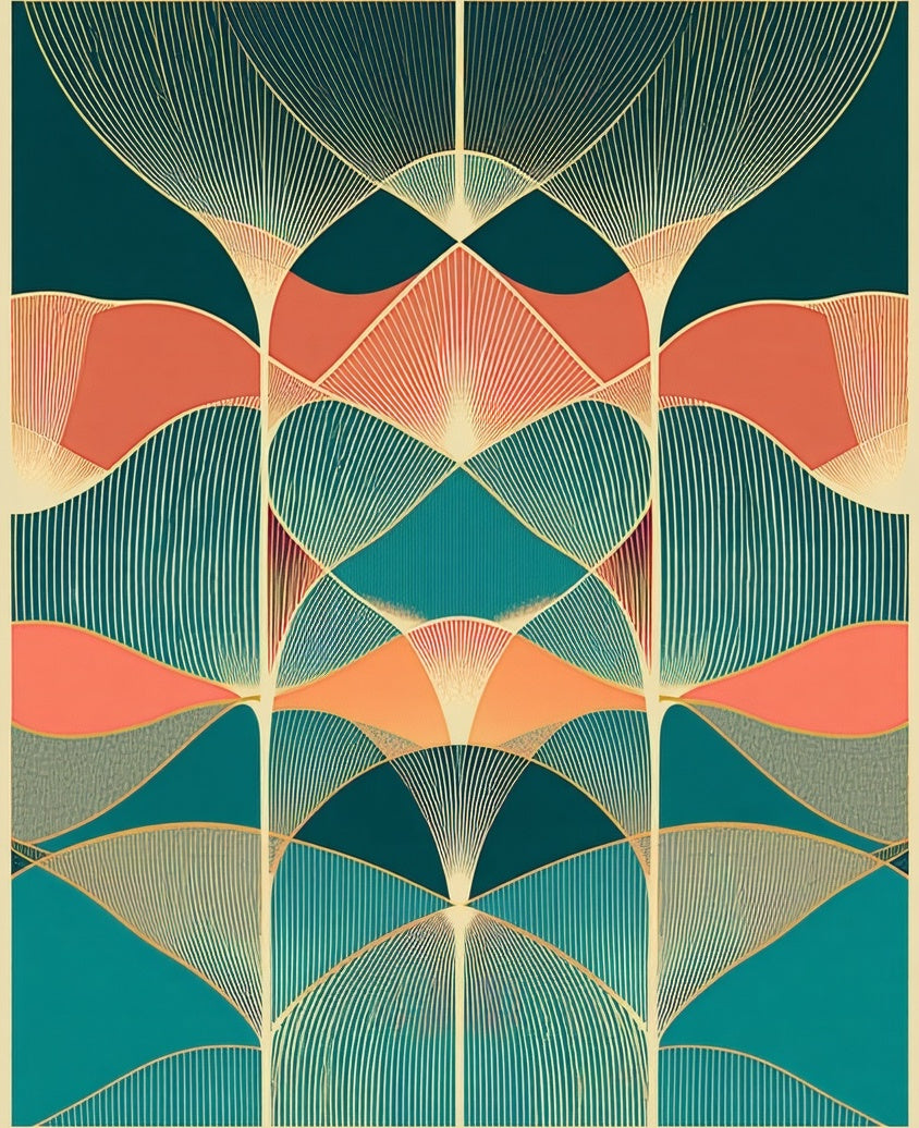 Golden Fan Art Deco Pattern Rug