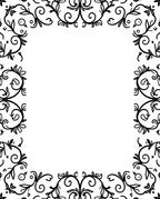 Black Floral Swirl Leaf Pattern Rug