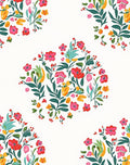 Vibrant Floral Print With Leaves Rug