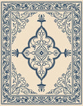 Ornate Navy Scrollwork Ceramic Tile Rug