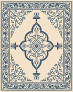 Ornate Navy Scrollwork Ceramic Tile Rug