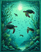 Oceanic Sea Turtle Tranquil Scene Rug