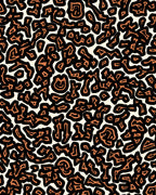 Abstract Orange Black Wavy Pattern Rug