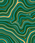Deep Teal Amber Marbled Swirl Rug
