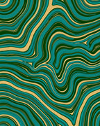 Deep Teal Amber Marbled Swirl Rug