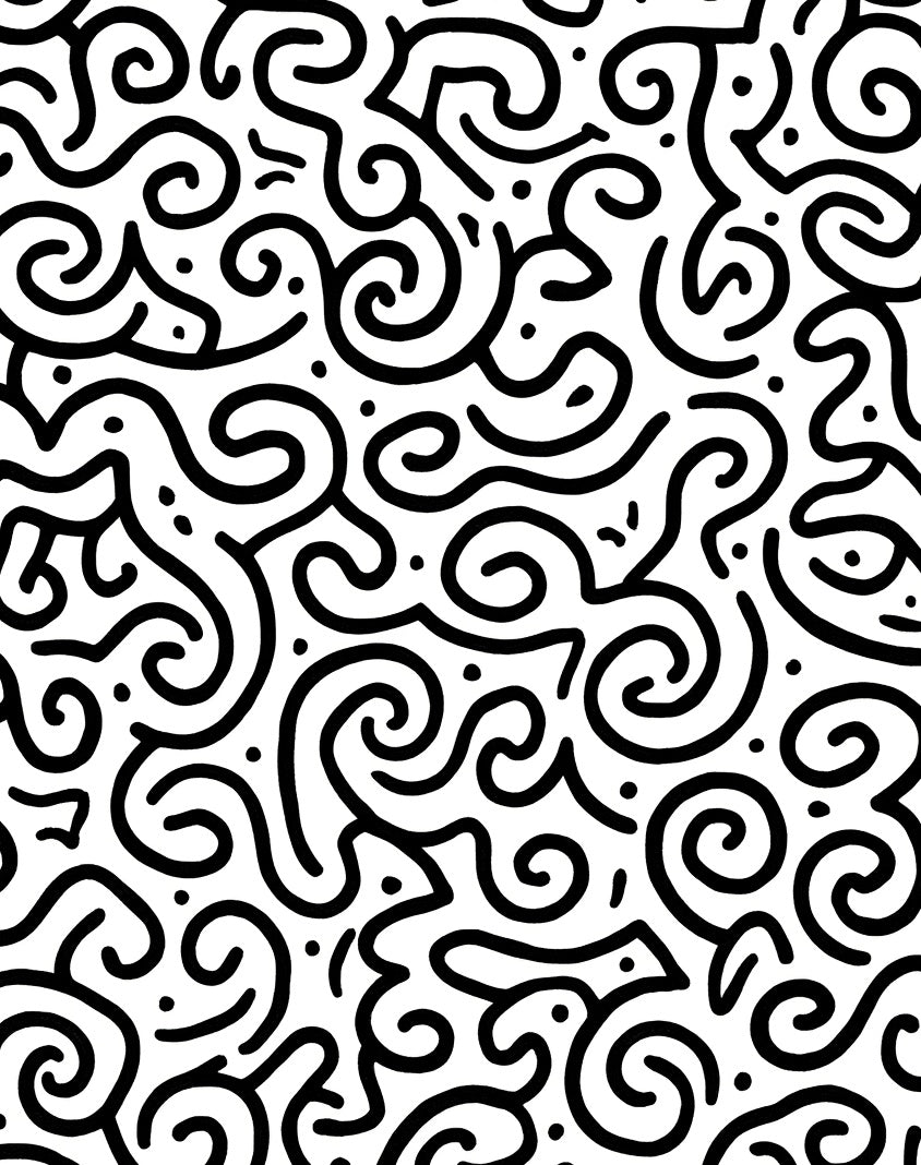 Abstract Black White Swirl Pattern Rug