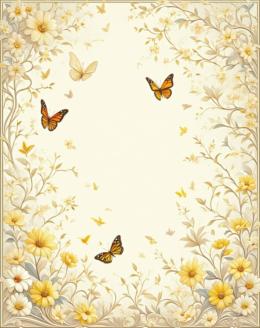 Botanical Butterfly Floral Pattern Design Rug
