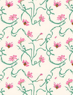 Delicate Pink Floral Vine Pattern Rug