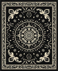 Mandala Floral Cream Black Rug