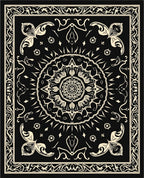 Mandala Floral Cream Black Rug