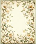 Cream Floral Vines Scroll Pattern Rug