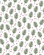 Green Fern Red Berry Scatter Rug