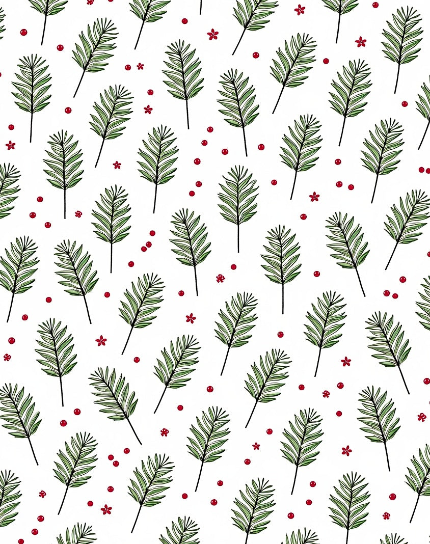 Green Fern Red Berry Scatter Rug