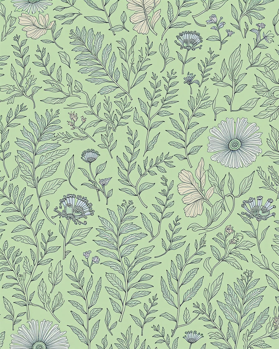 Delicate Botanical Print All-Over Design Rug
