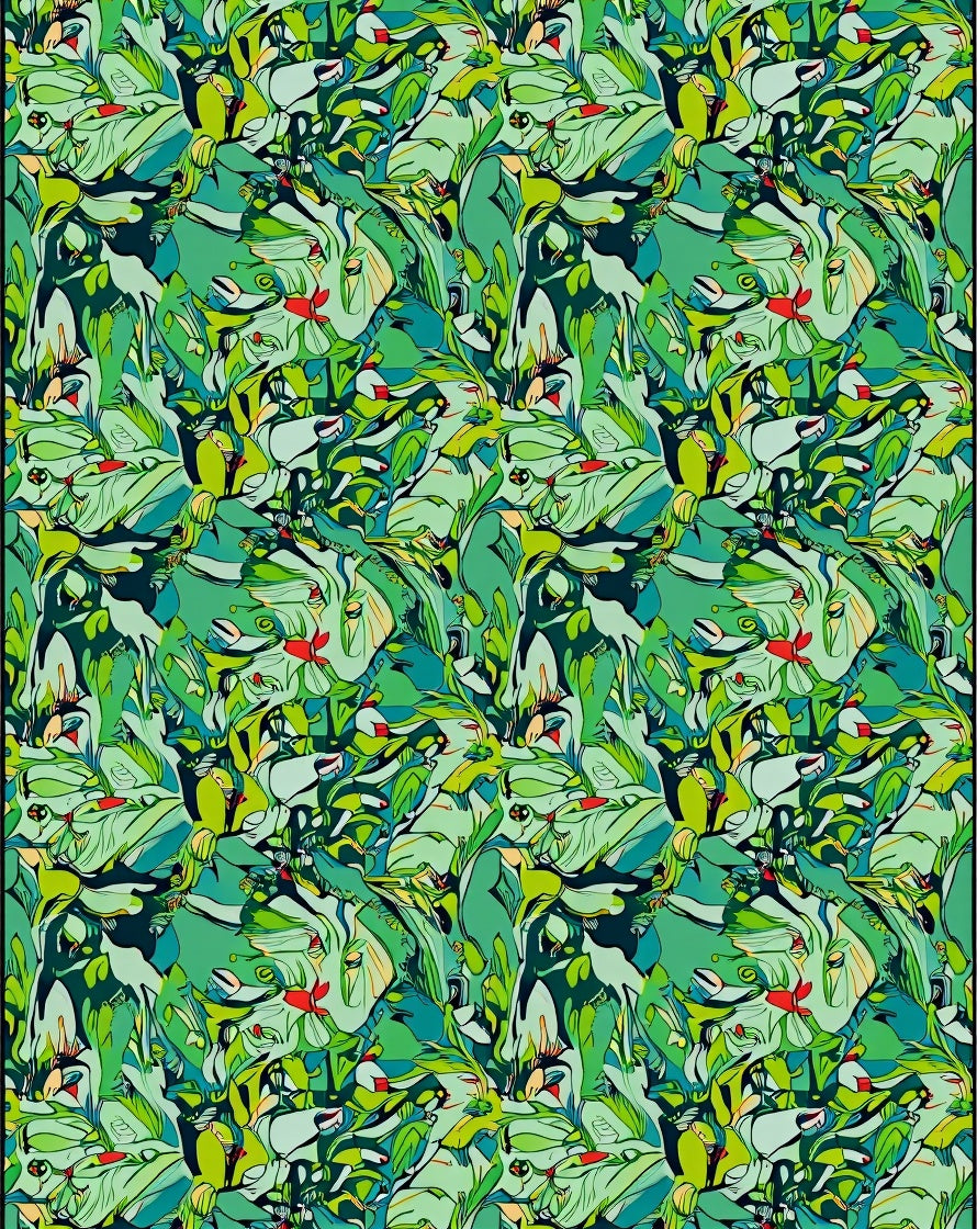Lush Green Tropical Bird Pattern Rug