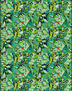 Lush Green Tropical Bird Pattern Rug