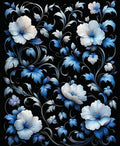 White Blue Floral Vine Pattern Rug