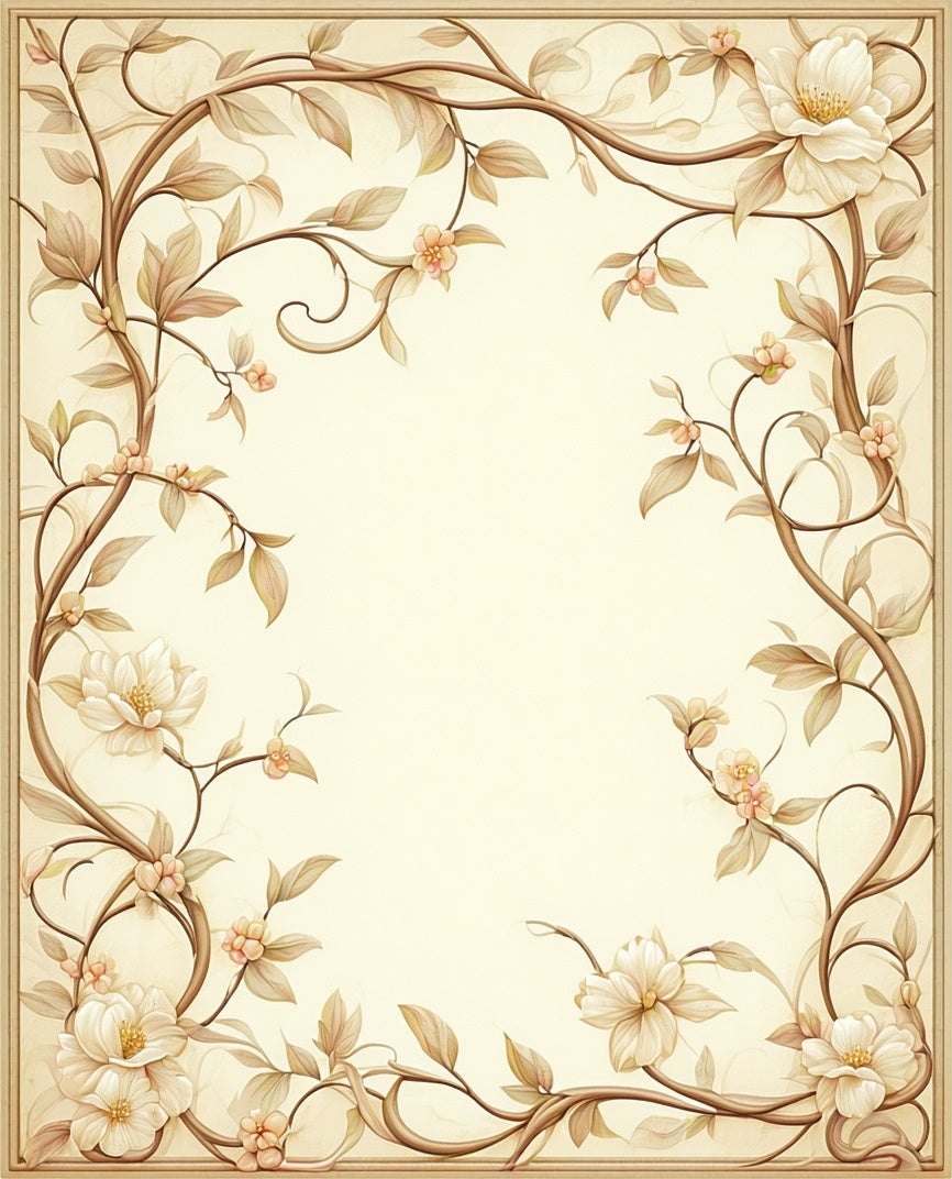 Elegant Floral Scrollwork Botanical Design Rug