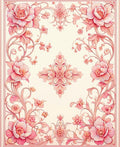 Pink Floral Scrollwork Pattern Design Rug