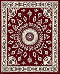 Elegant Burgundy Floral Mandala Design Rug
