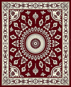 Elegant Burgundy Floral Mandala Design Rug