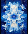 Ethereal Blue Flower Starburst Pattern Rug