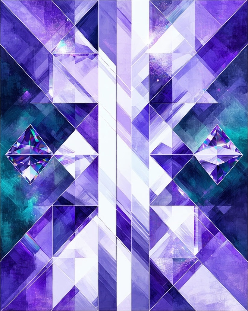 Prismatic Geometric Diamond Pattern Rug