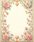 Elegant Floral Heart Frame Rug
