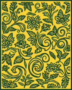 Floral Swirls and Leaves Pattern Rug