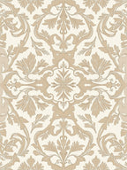 Elegant Tan Floral Damask Pattern Rug