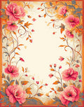 Pink Floral Vine Scroll Pattern Rug