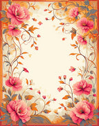 Pink Floral Vine Scroll Pattern Rug