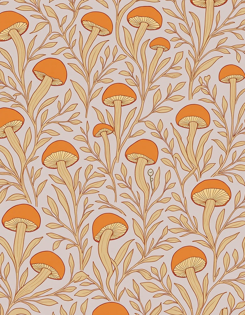 Whimsical Mushroom Vine Pattern Rug