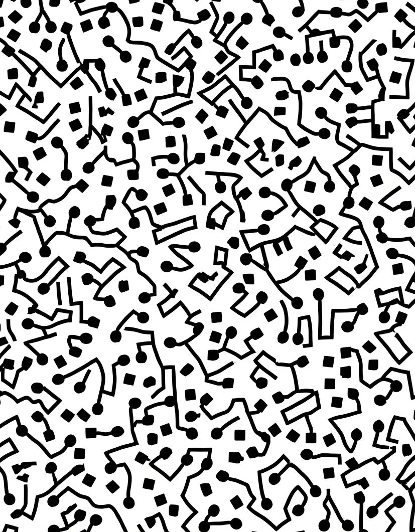 Abstract Black Dots Lines Pattern Rug
