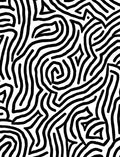 Abstract Black White Wavy Line Pattern Rug