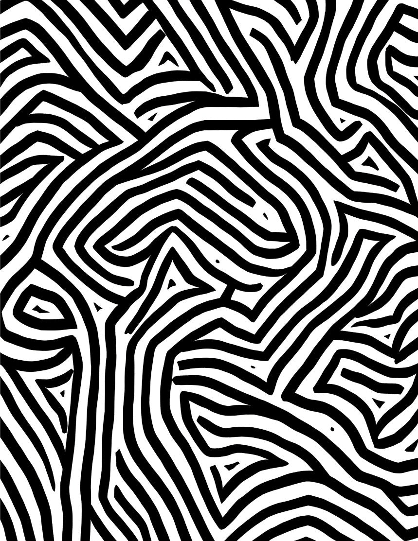Bold Black White Maze Pattern Rug