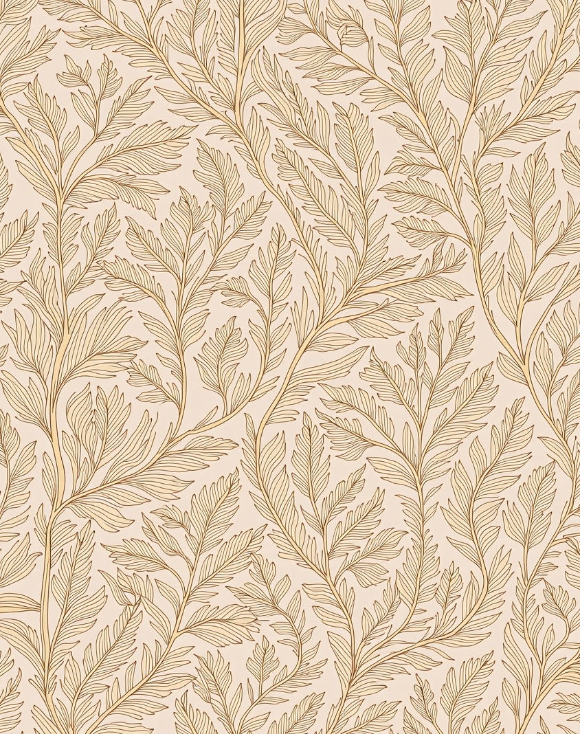 Delicate Feathered Botanical Motif Design Rug