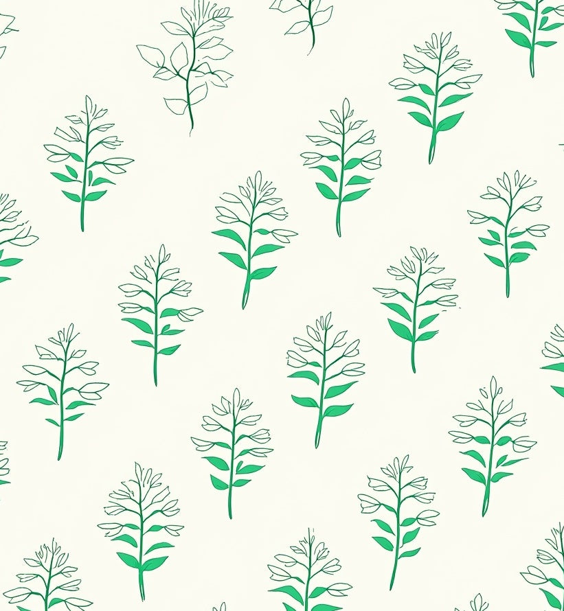 Green Botanical Sketch Pattern Rug