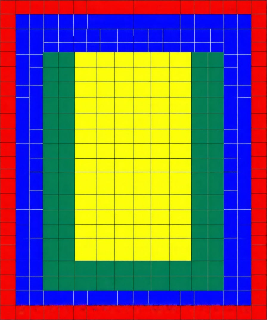 Concentric Rectangles Bold Color Blocks Rug