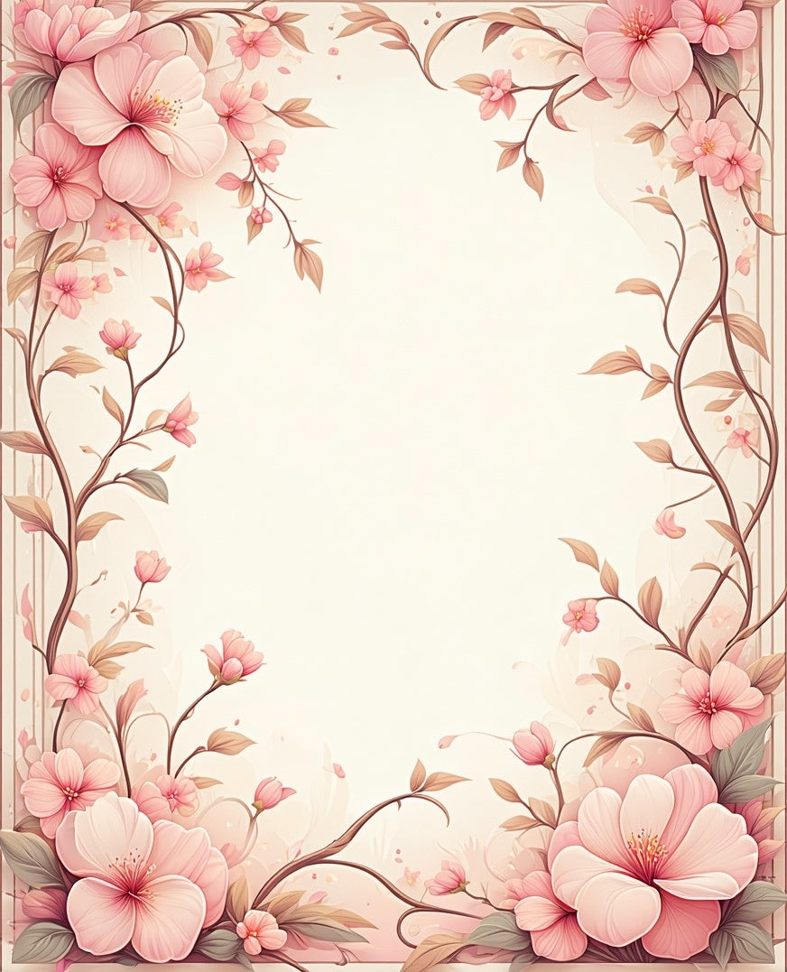 Elegant Pink Floral Vine Pattern Rug