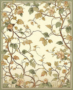 Vine And Floral Detailed Pattern Rug