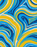 Abstract Swirls Blue Yellow Pattern Rug