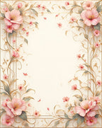Elegant Floral Vines with Pink Blossoms Rug