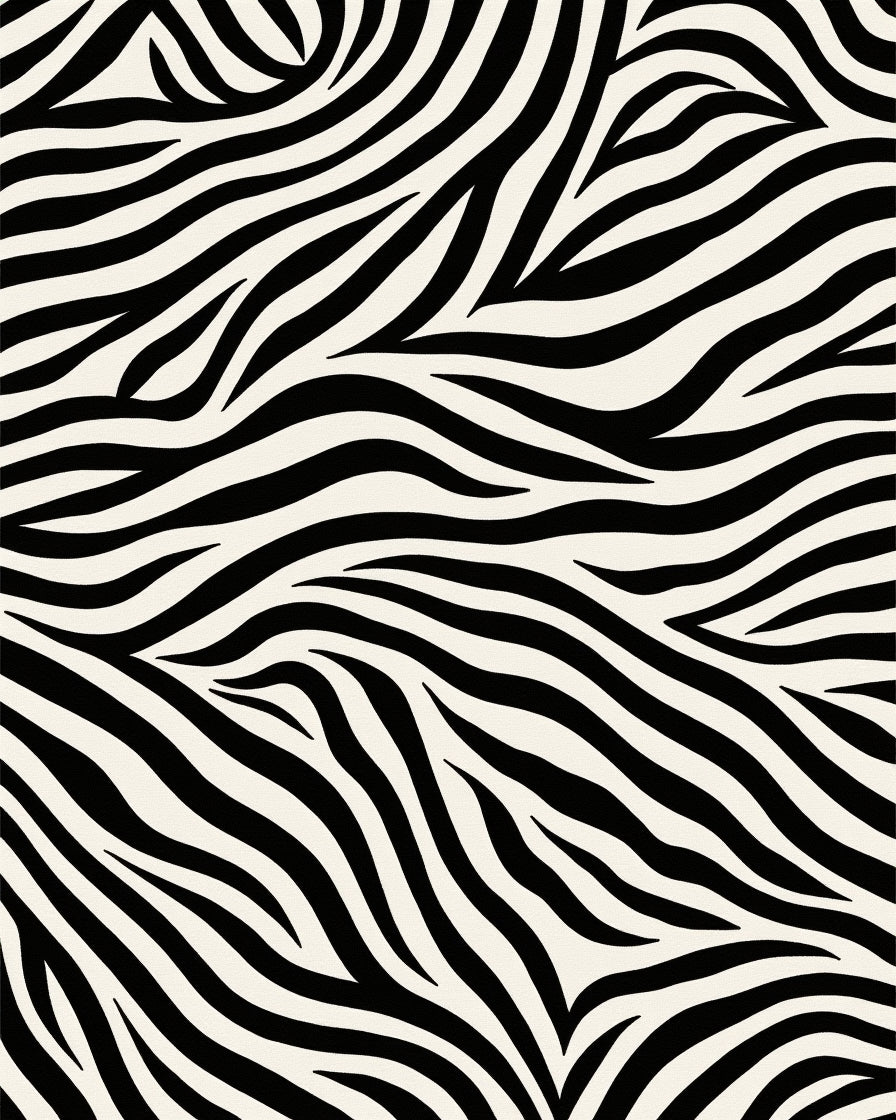 Bold Black White Animal Print Rug