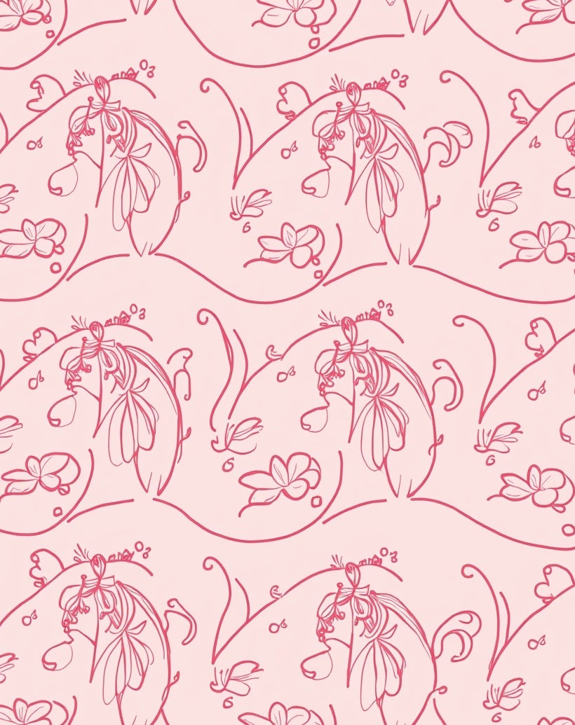 Delicate Floral Line Art Pattern Rug