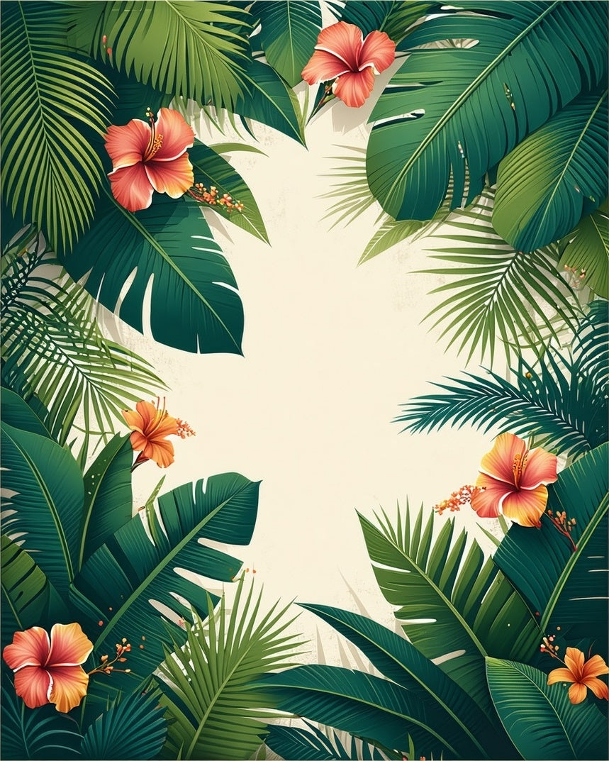 Lush Tropical Floral Leaf Pattern Rug