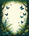 Enchanted Forest Butterflies Ferns Rug