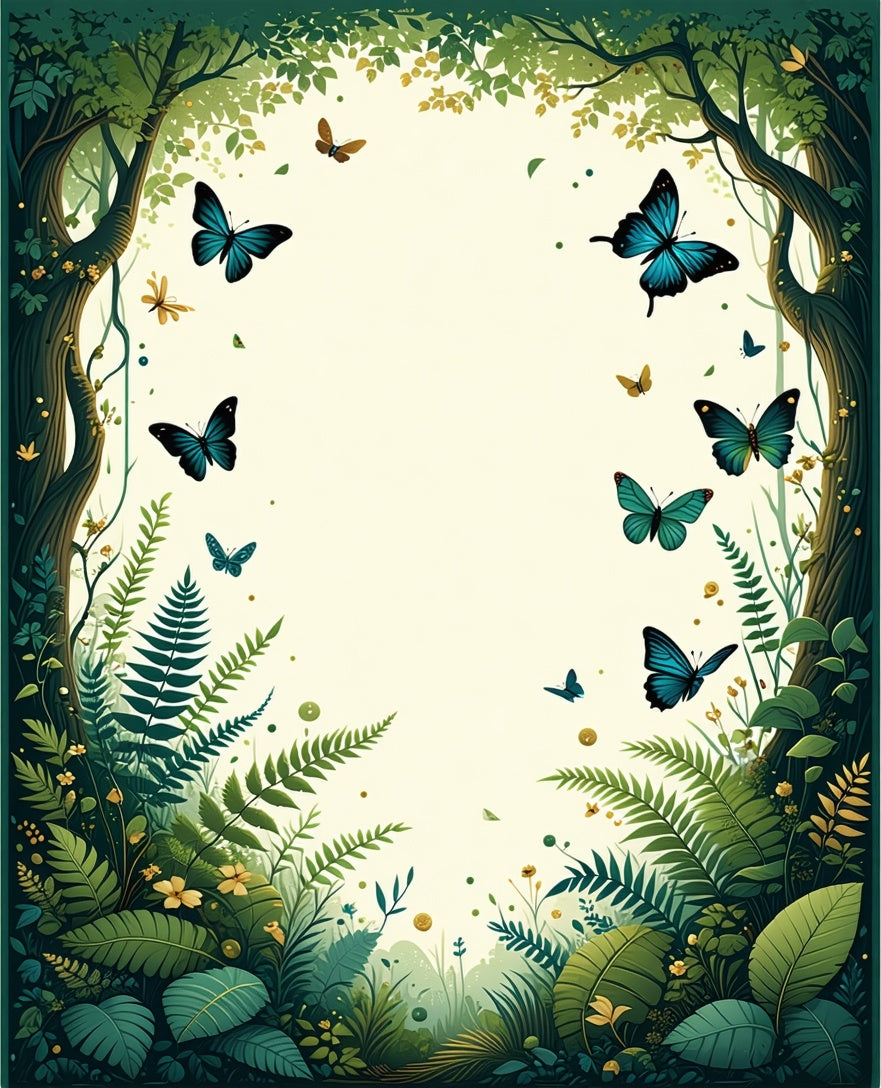 Enchanted Forest Butterflies Ferns Rug