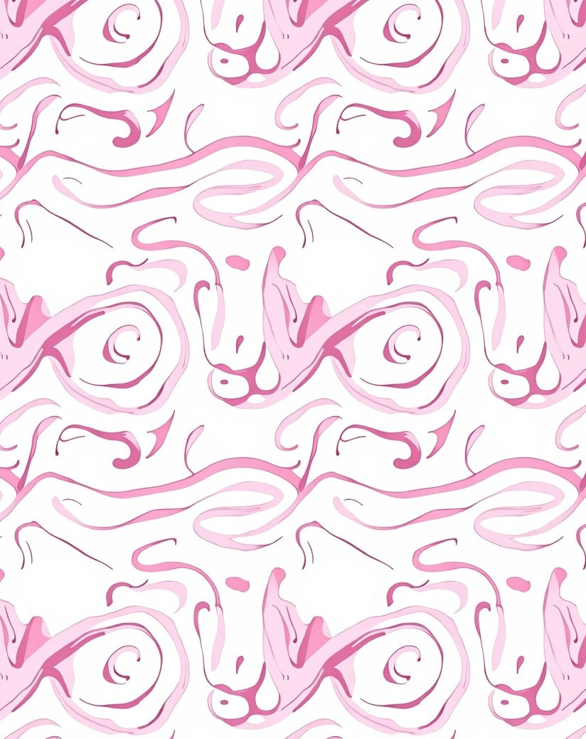 Whimsical Pink Swirl Abstract Pattern Rug