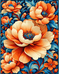 Vibrant Blooming Floral Scroll Design Rug
